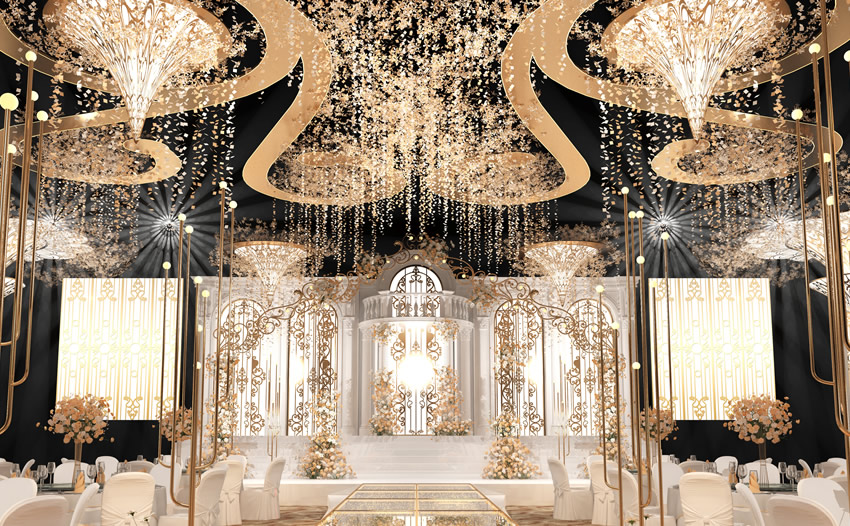 金银川路街道花木兰喜事汇金色大厅效果展示